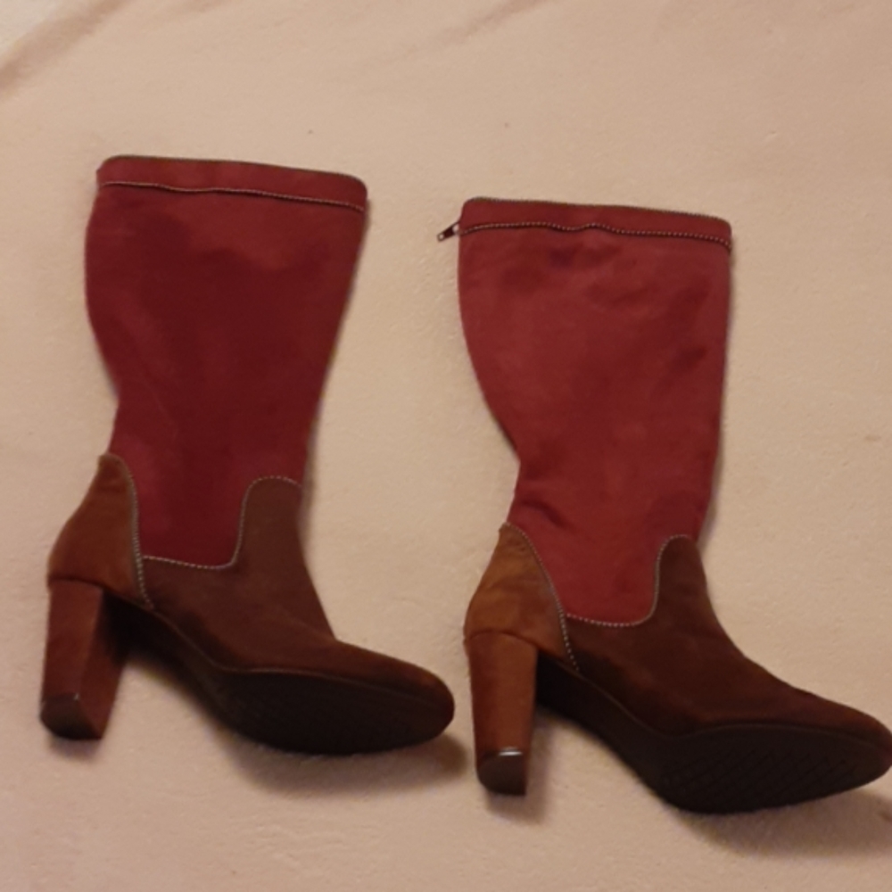 Tri Colored Suede boots full calf length